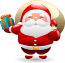 graphic of Santa Claus with toybag coming to town